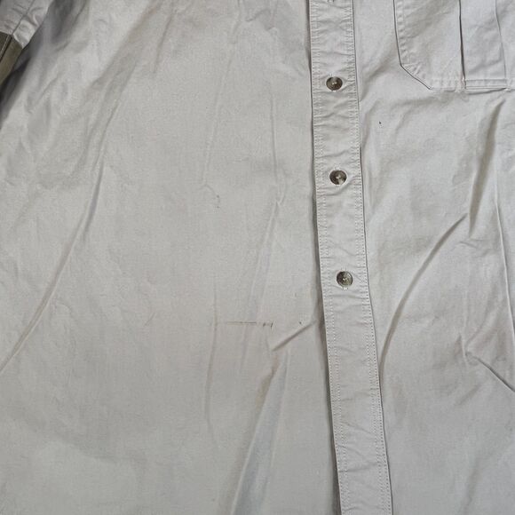 Filson Shooting Shirt Men XL Tan Khaki Canvas Hunting Elbow Patch Button Padded - Picture 2 of 15